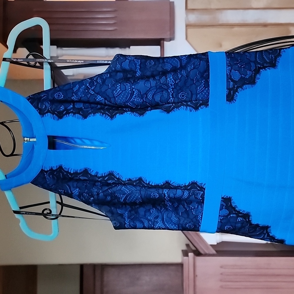 Guess Mini Dress ๐ size 4 Blue color-black lace - Picture 7 of 17